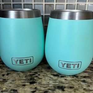 TWO YETI Rambler 10 oz Wine Tumbler Sea foam Green No Lid